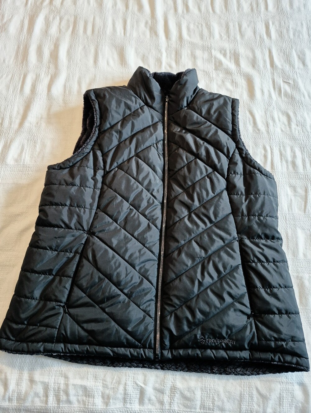 Free Country Women's XXL Stratus Lite Black Reversible quilted puffer and fleece